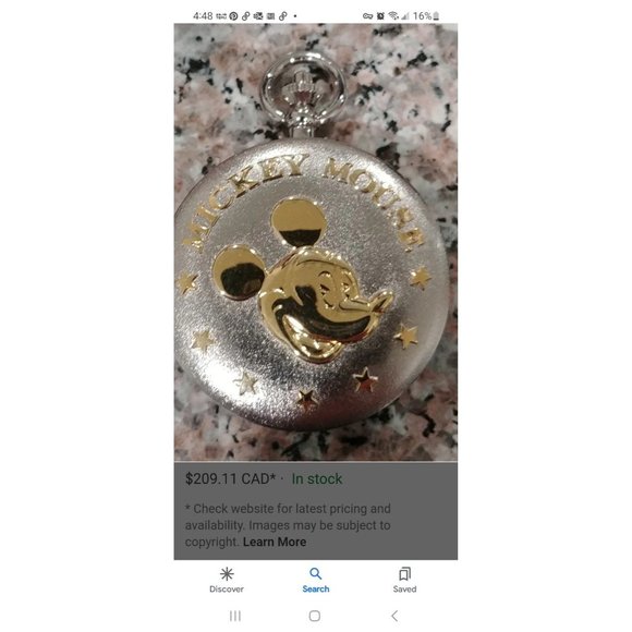 NIB DISNEY Mickey Mouse Pocket Watch - Picture 2 of 7